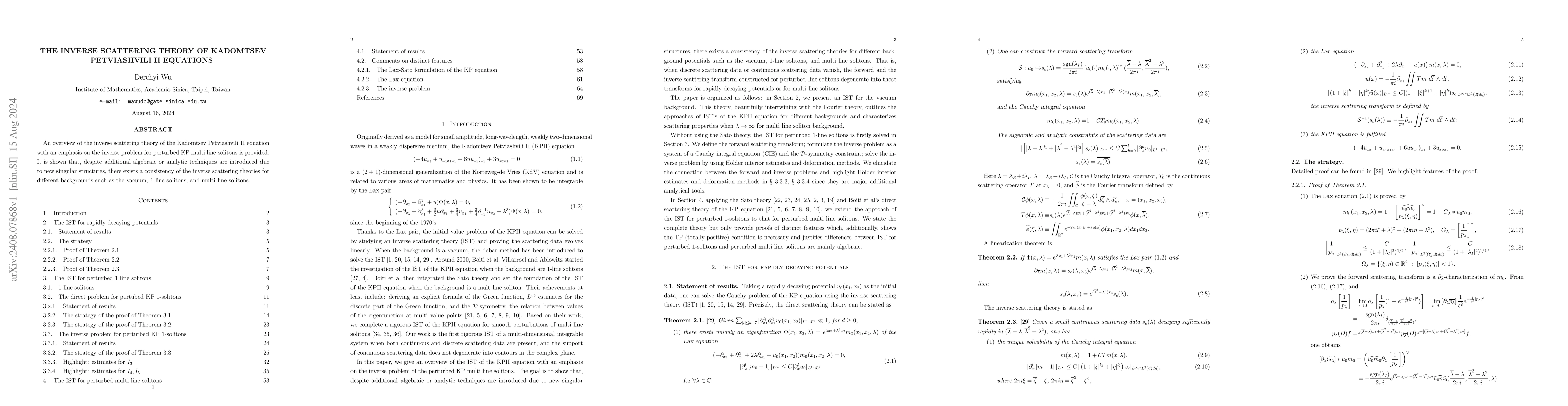 Thumbnail for The inverse scattering theory of Kadomtsev-Petviashvili II equations