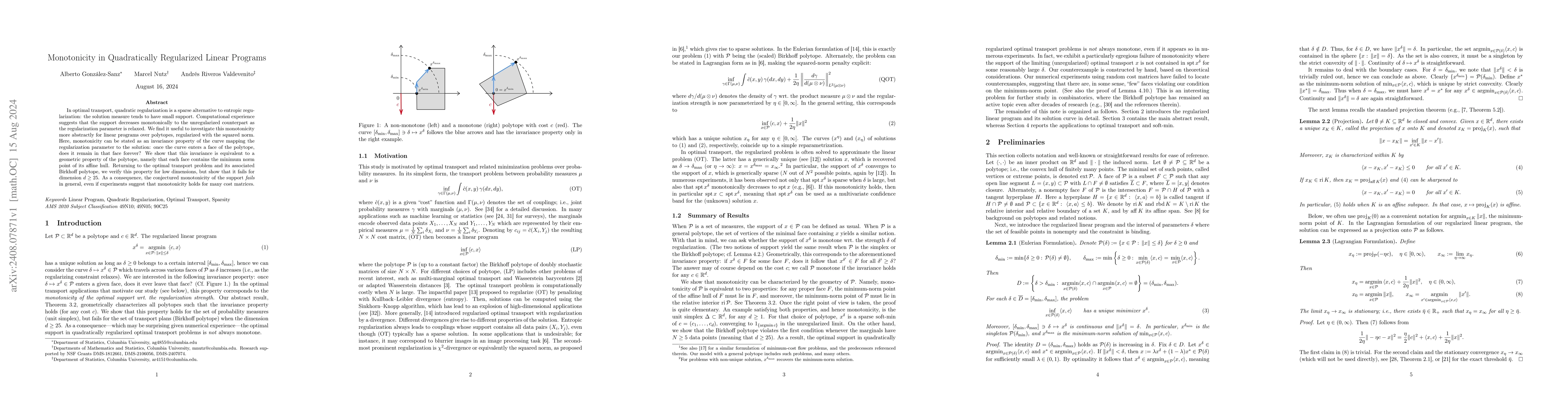Thumbnail for Monotonicity in Quadratically Regularized Linear Programs