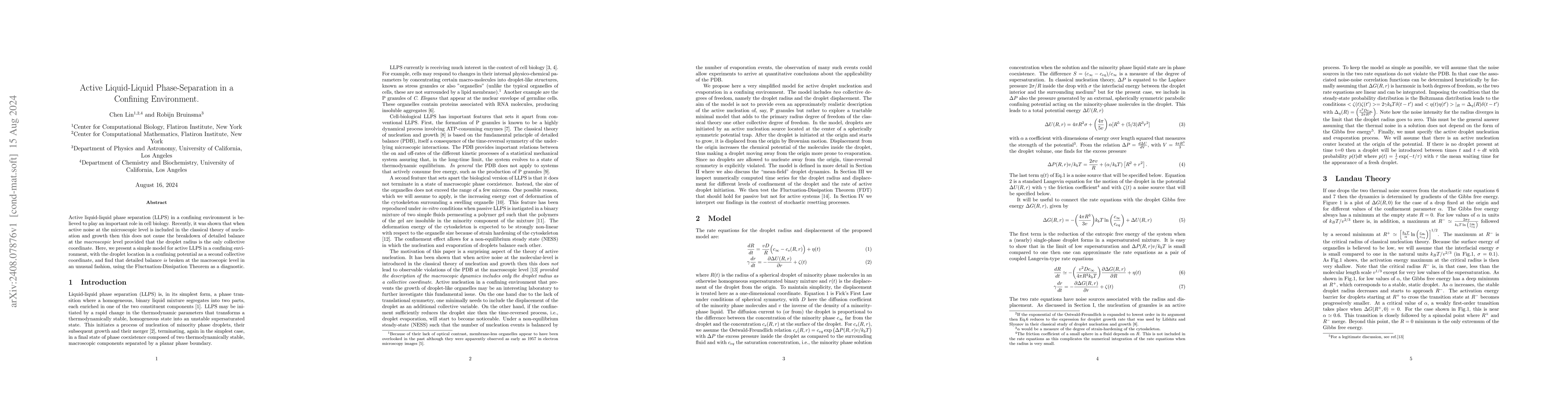 Thumbnail for Active Liquid-Liquid Phase-Separation in a Confining Environment