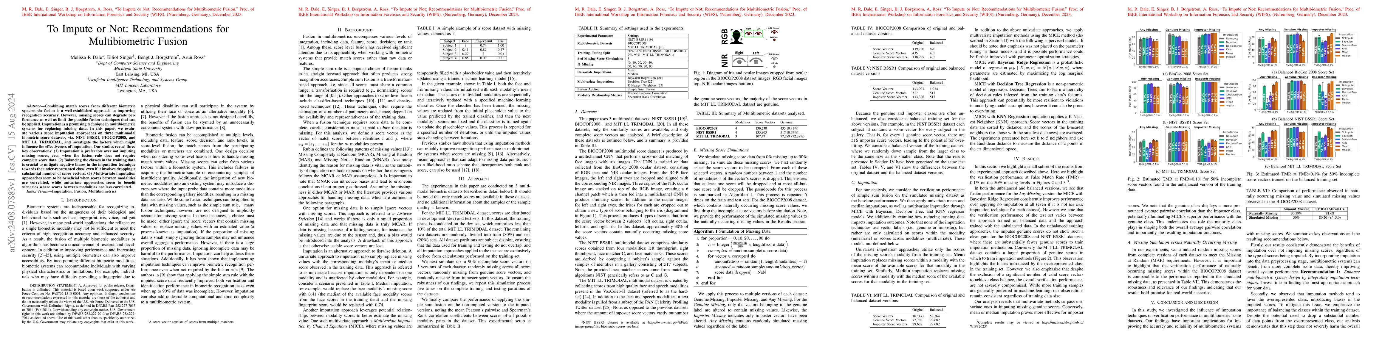 Thumbnail for To Impute or Not: Recommendations for Multibiometric Fusion
