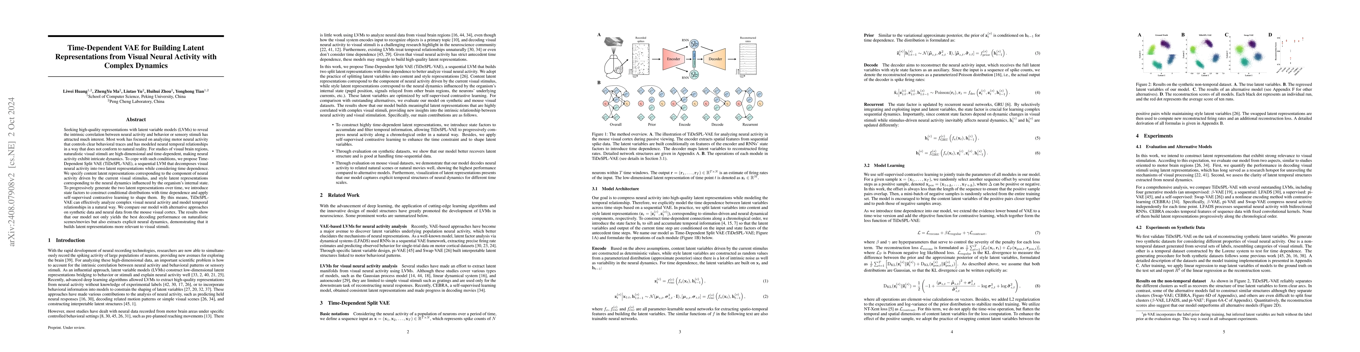 Thumbnail for Time-Dependent VAE for Building Latent Factor from Visual Neural
  Activity with Complex Dynamics