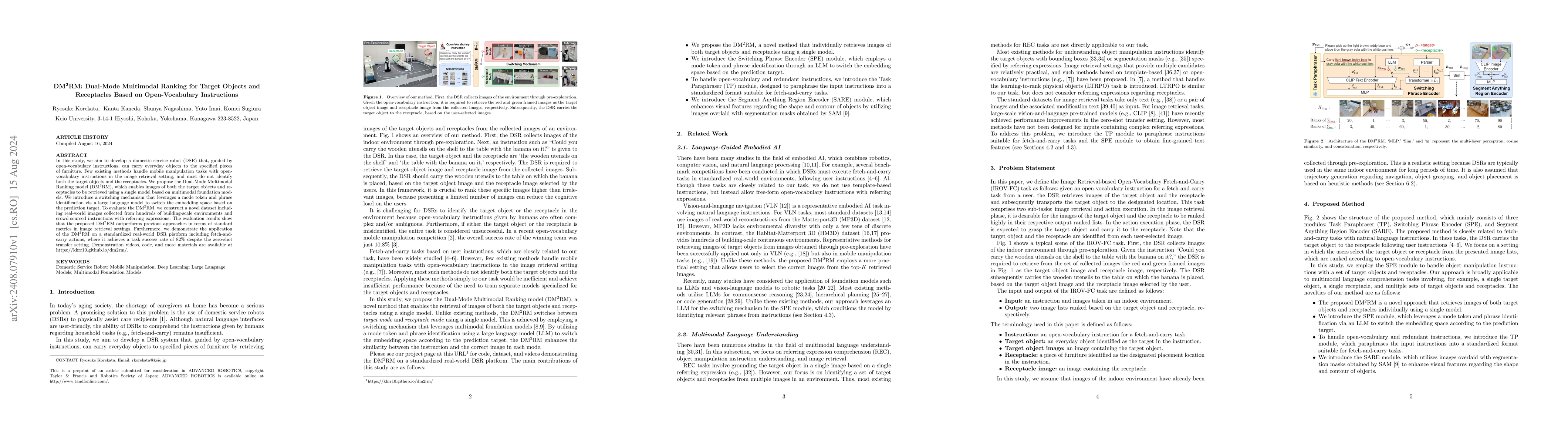 Thumbnail for DM2RM: Dual-Mode Multimodal Ranking for Target Objects and Receptacles
  Based on Open-Vocabulary Instructions