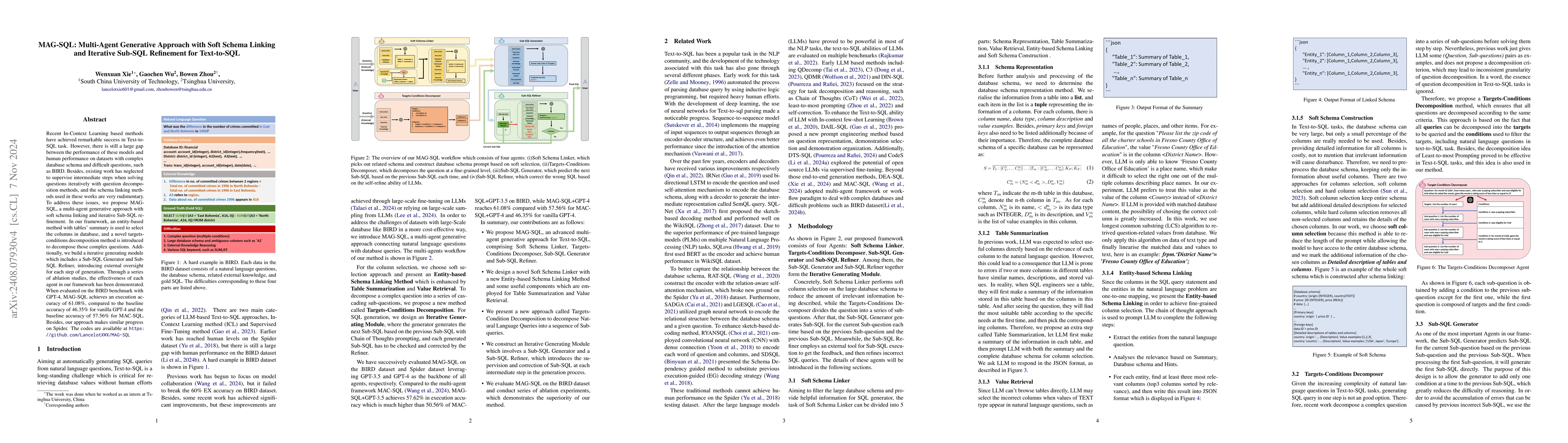 Thumbnail for MAG-SQL: Multi-Agent Generative Approach with Soft Schema Linking and
  Iterative Sub-SQL Refinement for Text-to-SQL