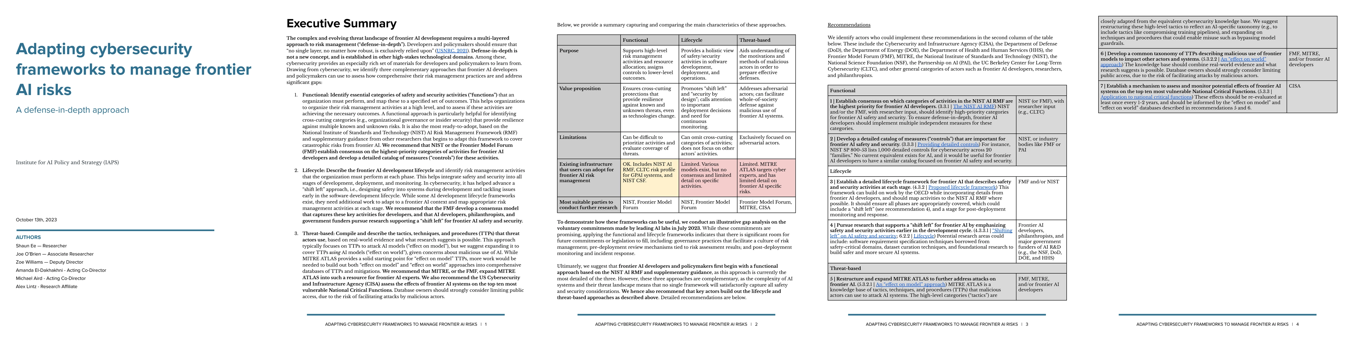 Thumbnail for Adapting cybersecurity frameworks to manage frontier AI risks: A
  defense-in-depth approach