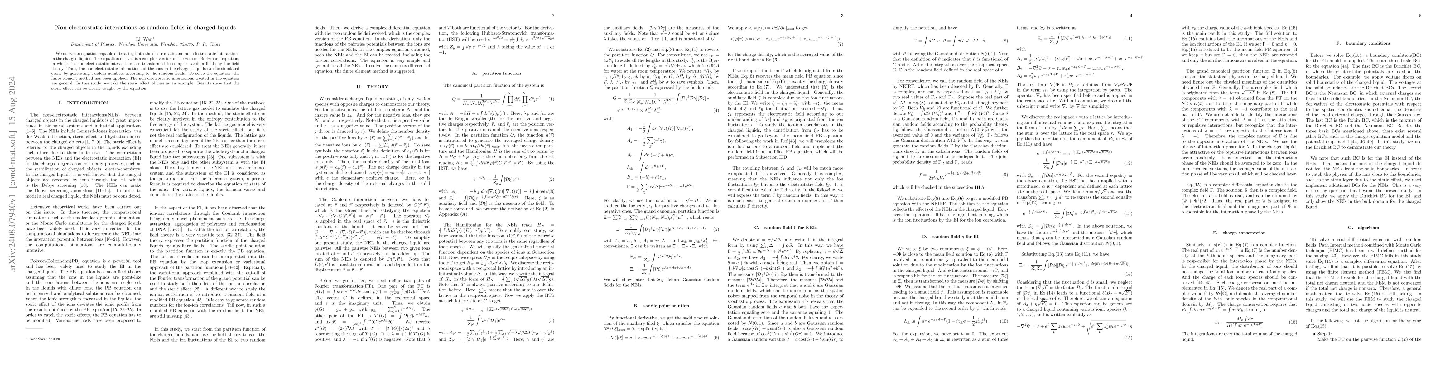 Thumbnail for Non-electrostatic interactions as random fields in charged liquids