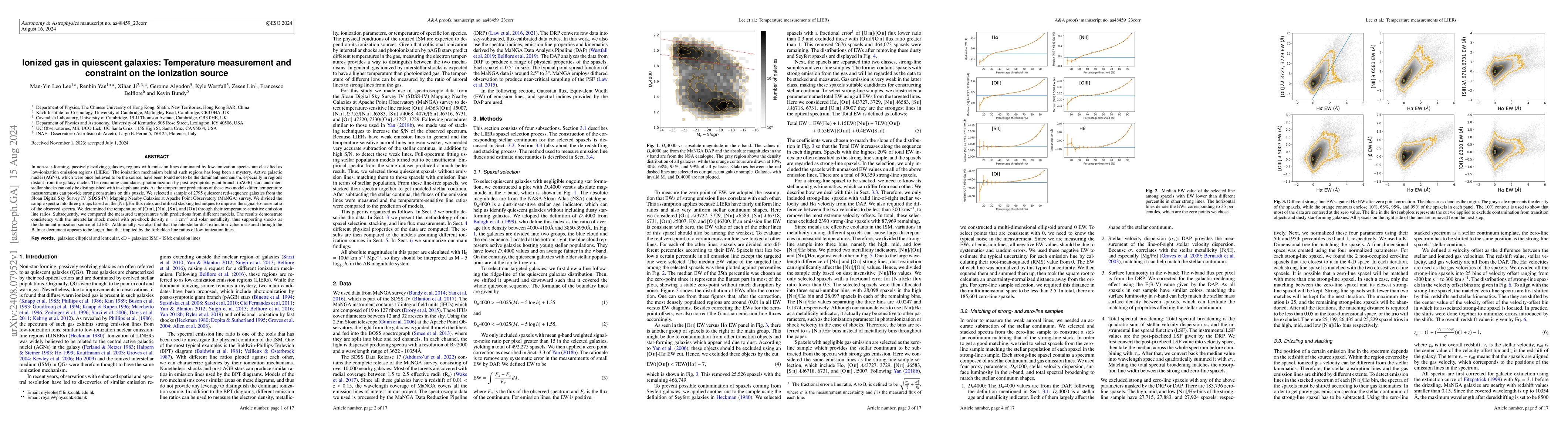 Thumbnail for Ionized gas in quiescent galaxies: Temperature measurement and
  constraint on the ionization source