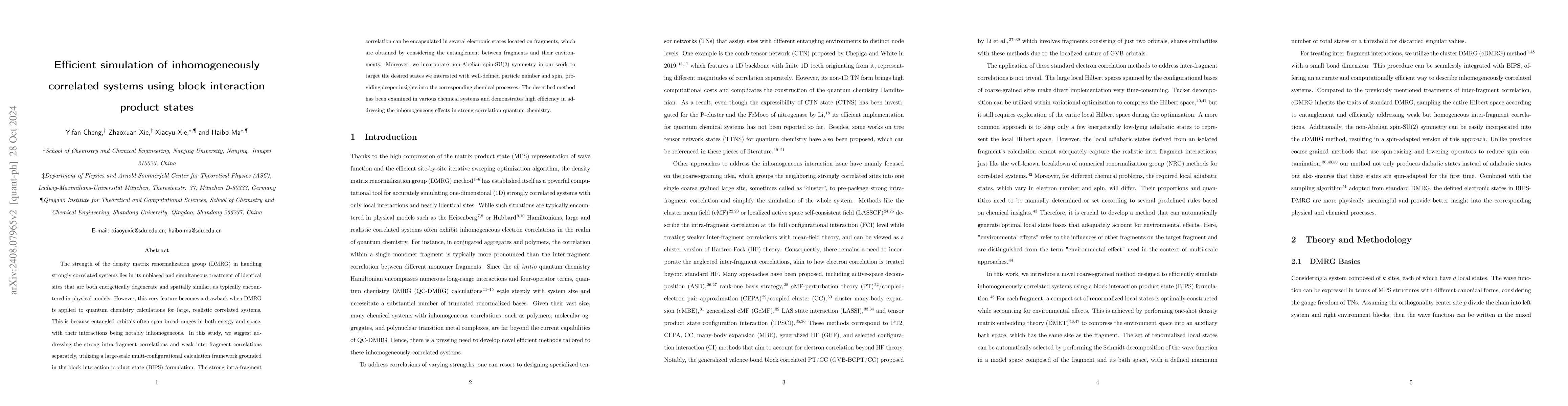 Thumbnail for Efficient simulation of inhomogeneously correlated systems using block
  interaction product states