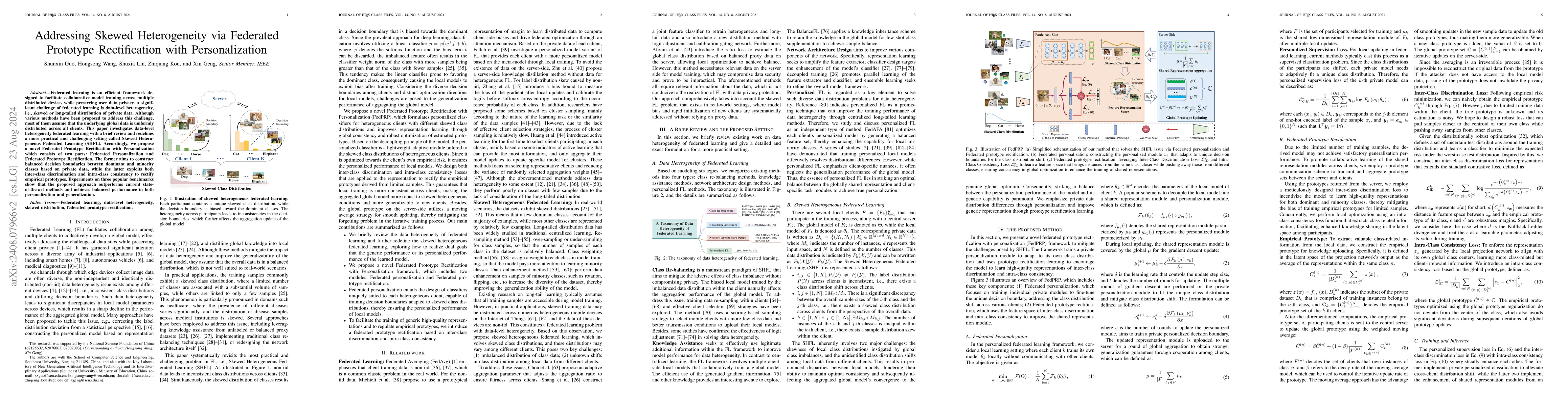 Thumbnail for Addressing Skewed Heterogeneity via Federated Prototype Rectification
  with Personalization