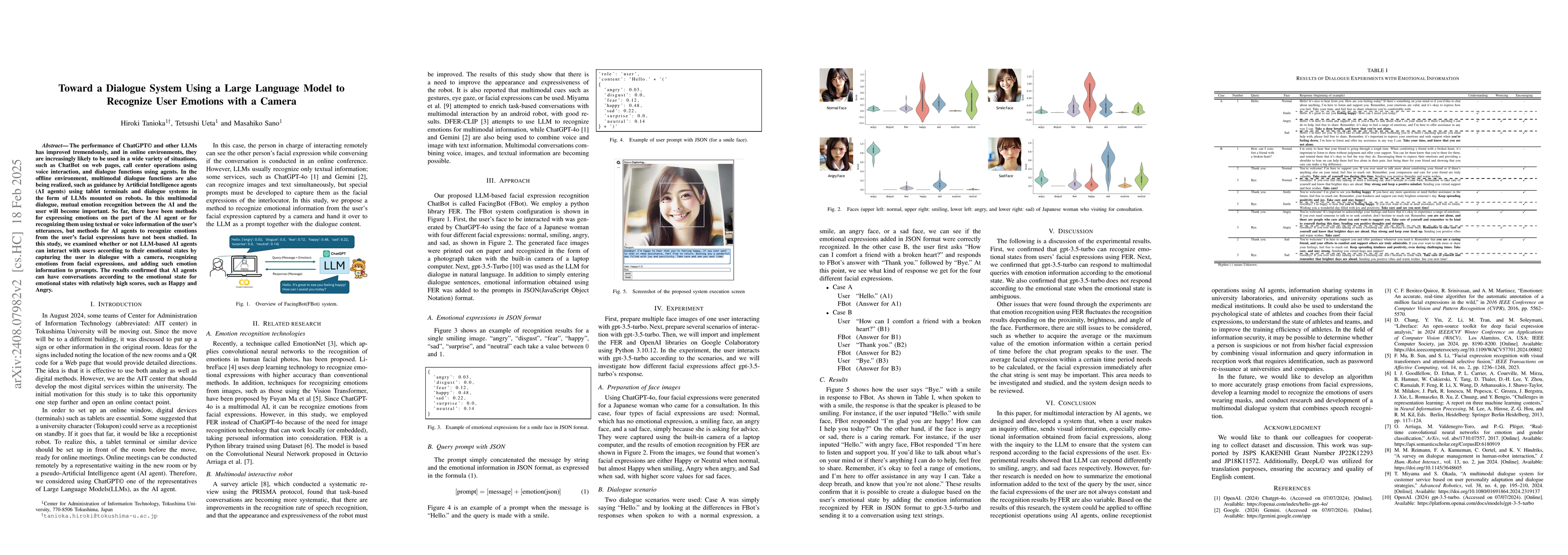 Thumbnail for Toward a Dialogue System Using a Large Language Model to Recognize User
  Emotions with a Camera