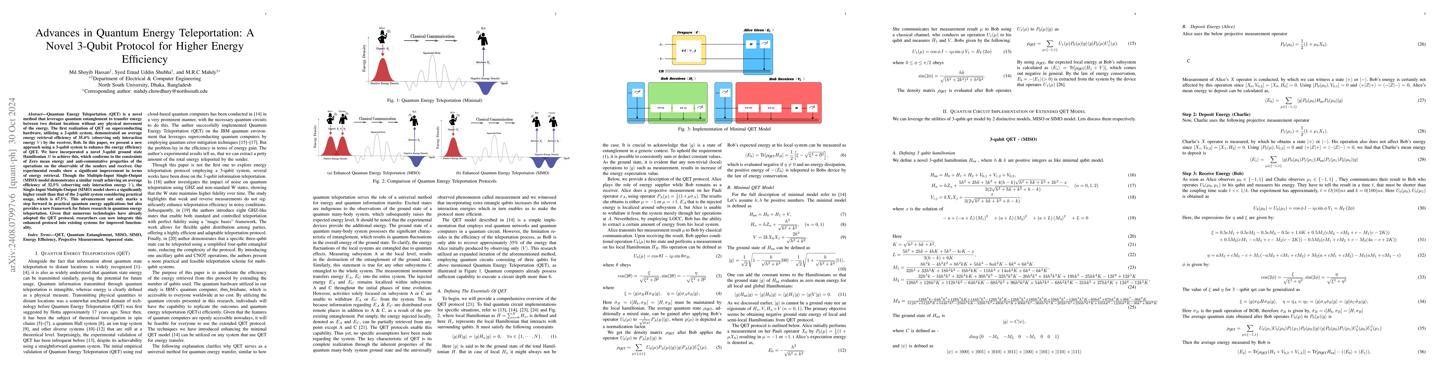 Thumbnail for Enhanced Quantum Energy Teleportation using a 3-Qubit System