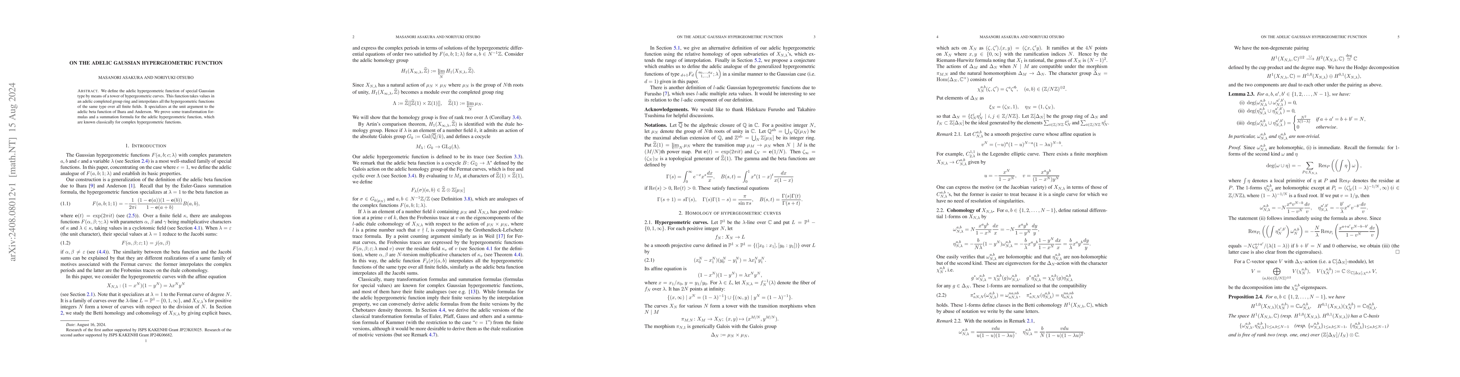 Thumbnail for On the adelic Gaussian hypergeometric function