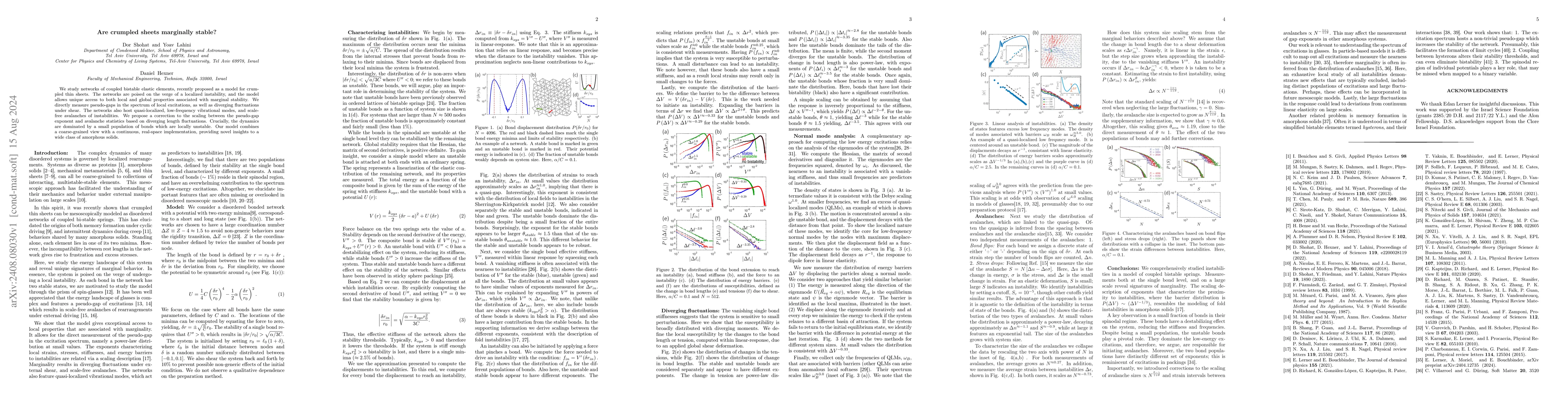 Thumbnail for Are crumpled sheets marginally stable?
