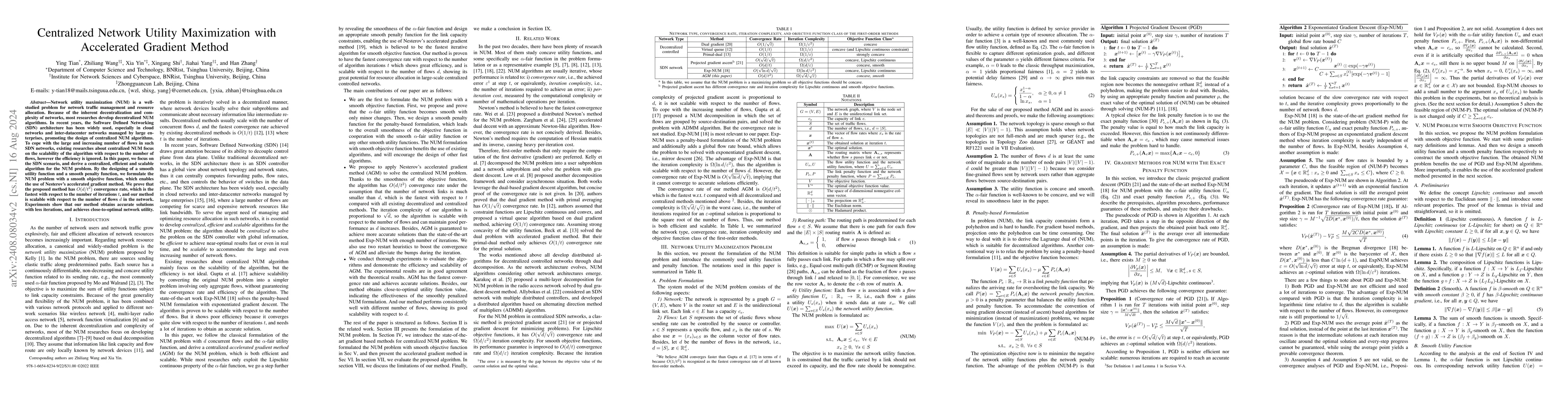 Thumbnail for Centralized Network Utility Maximization with Accelerated Gradient
  Method