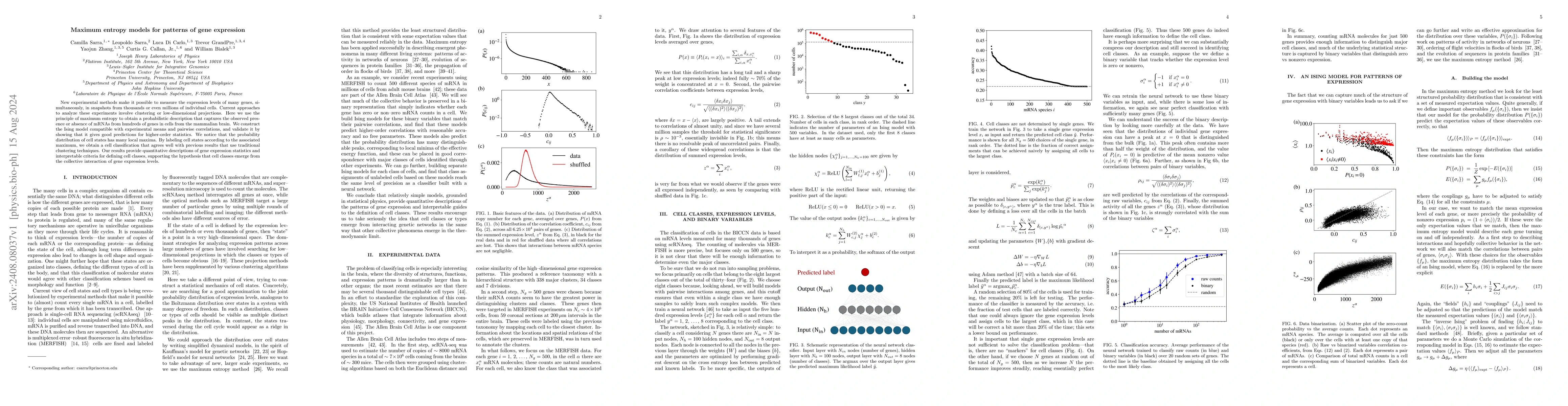 Thumbnail for Maximum entropy models for patterns of gene expression