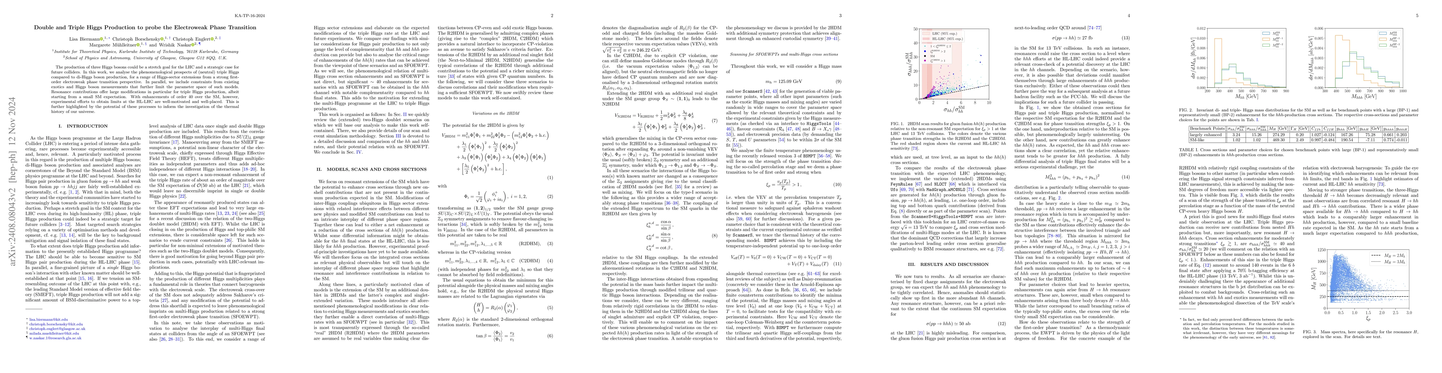 Thumbnail for Double and Triple Higgs Production to probe the Electroweak Phase
  Transition