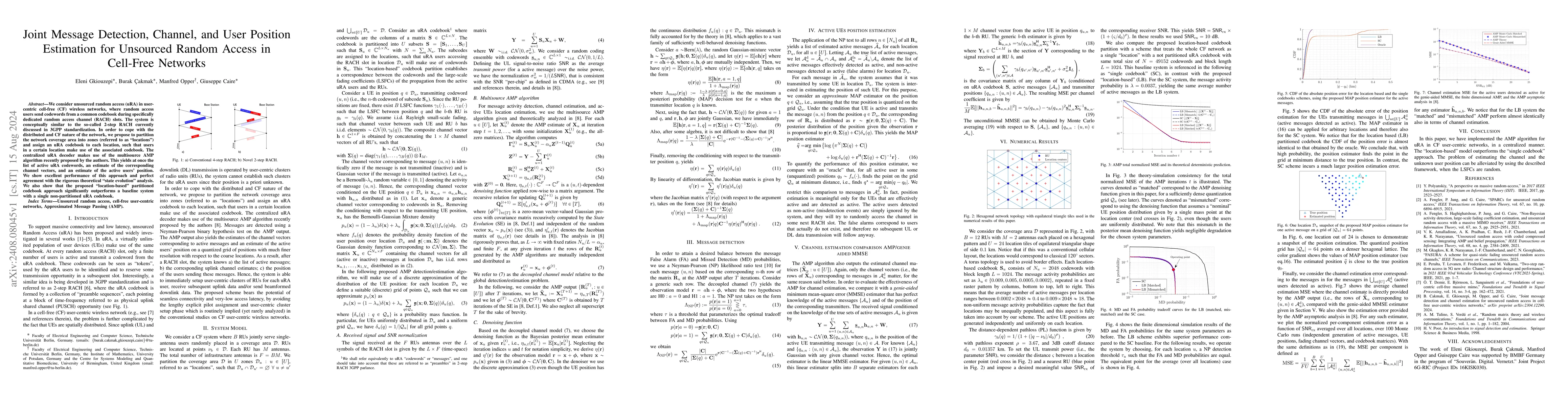 Thumbnail for Joint Message Detection, Channel, and User Position Estimation for
  Unsourced Random Access in Cell-Free Networks
