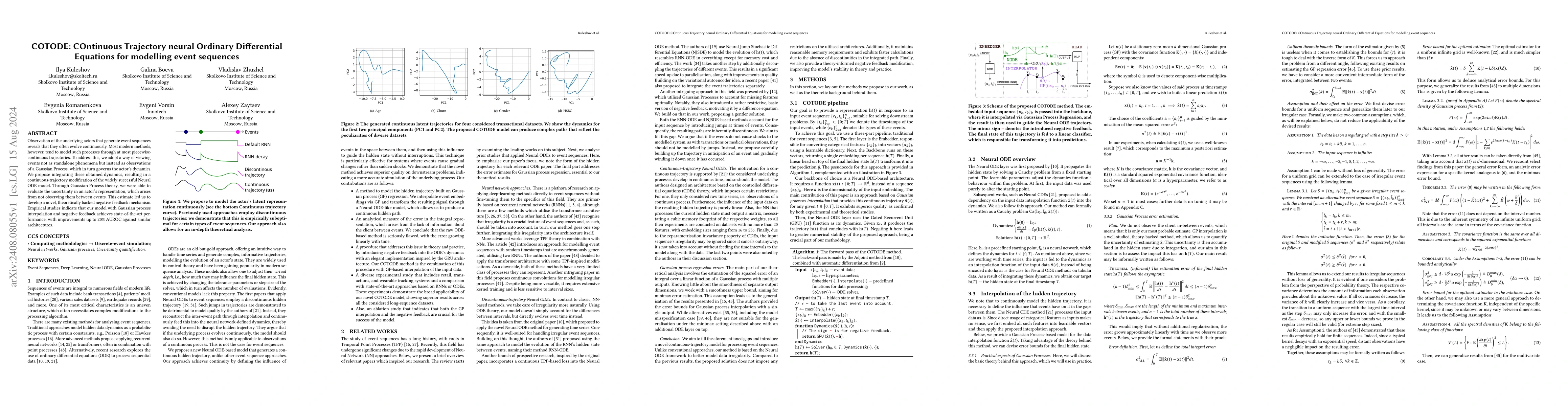 Thumbnail for COTODE: COntinuous Trajectory neural Ordinary Differential Equations for
  modelling event sequences