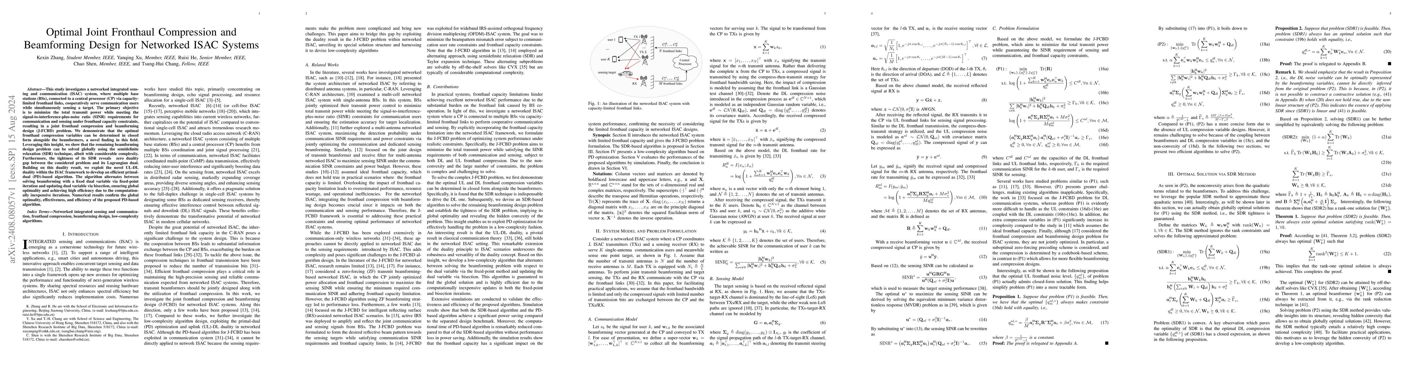 Thumbnail for Optimal Joint Fronthaul Compression and Beamforming Design for Networked
  ISAC Systems