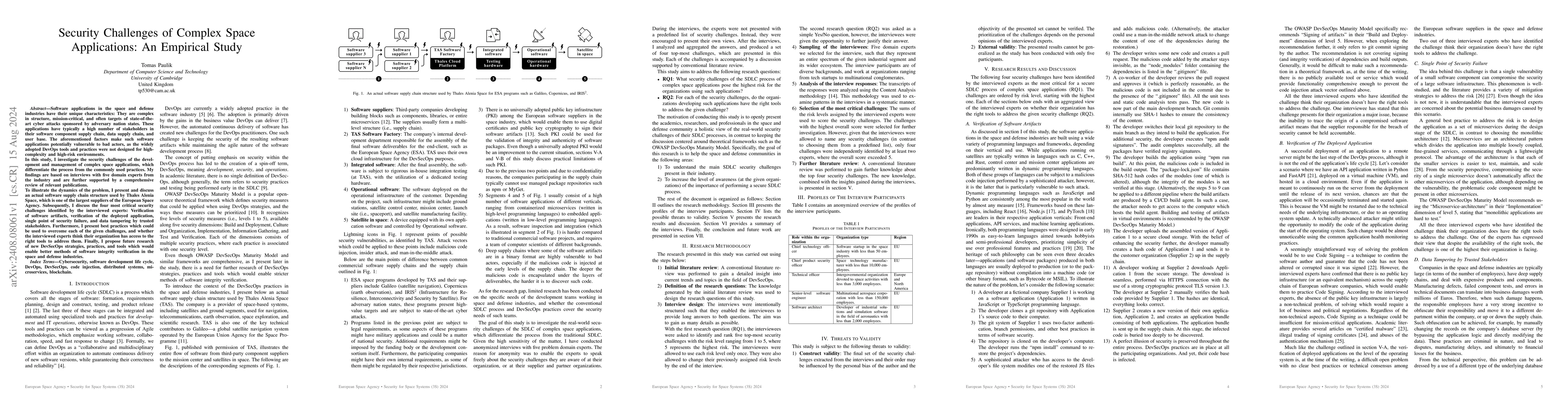 Thumbnail for Security Challenges of Complex Space Applications: An Empirical Study