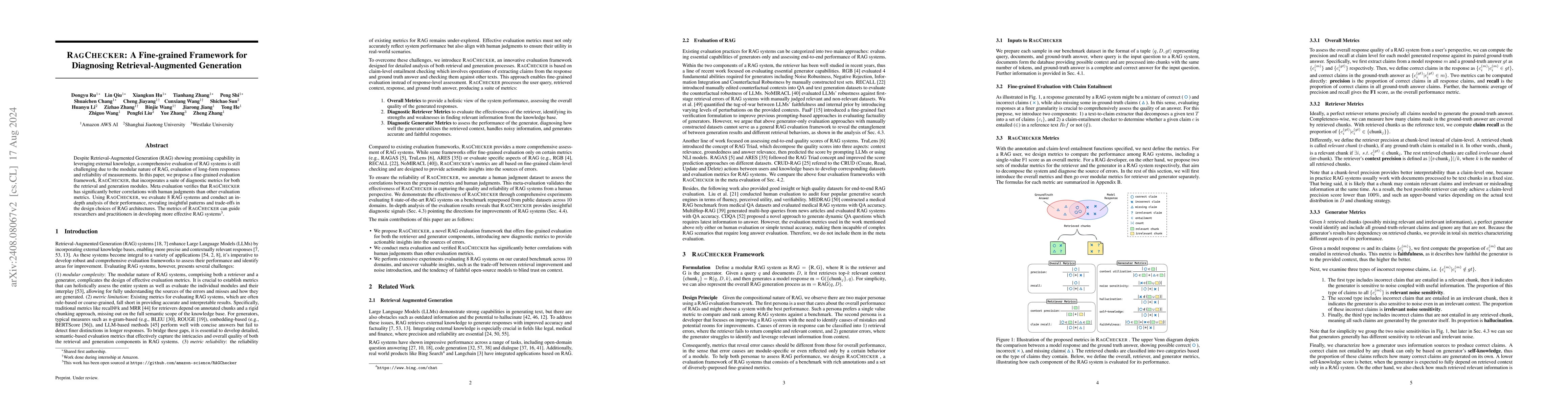 Thumbnail for RAGChecker: A Fine-grained Framework for Diagnosing Retrieval-Augmented
  Generation