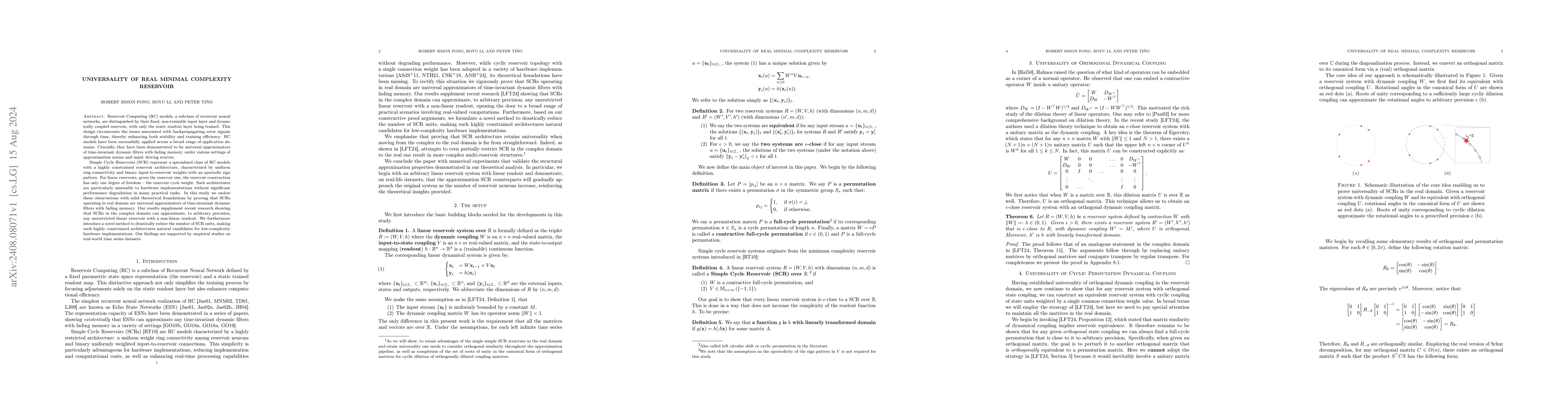 Thumbnail for Universality of Real Minimal Complexity Reservoir