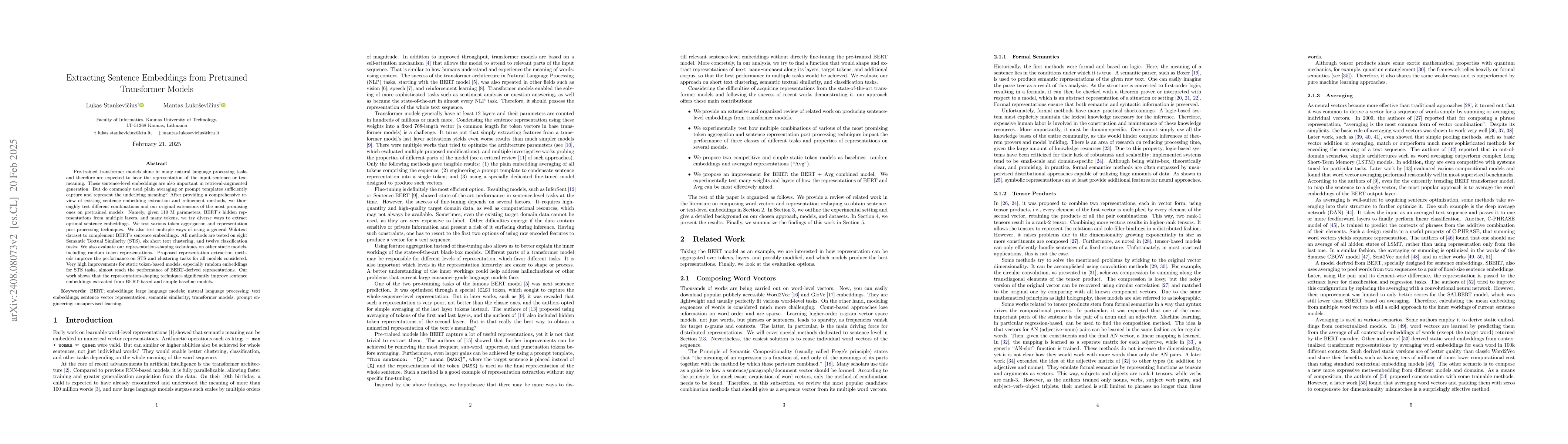 Thumbnail for Extracting Sentence Embeddings from Pretrained Transformer Models
