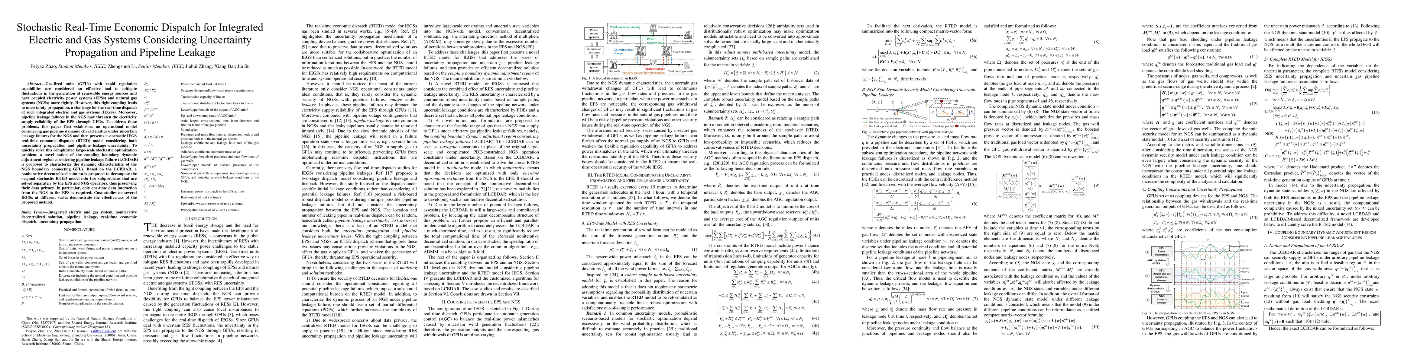 Thumbnail for Stochastic Real-Time Economic Dispatch for Integrated Electric and Gas
  Systems Considering Uncertainty Propagation and Pipeline Leakage