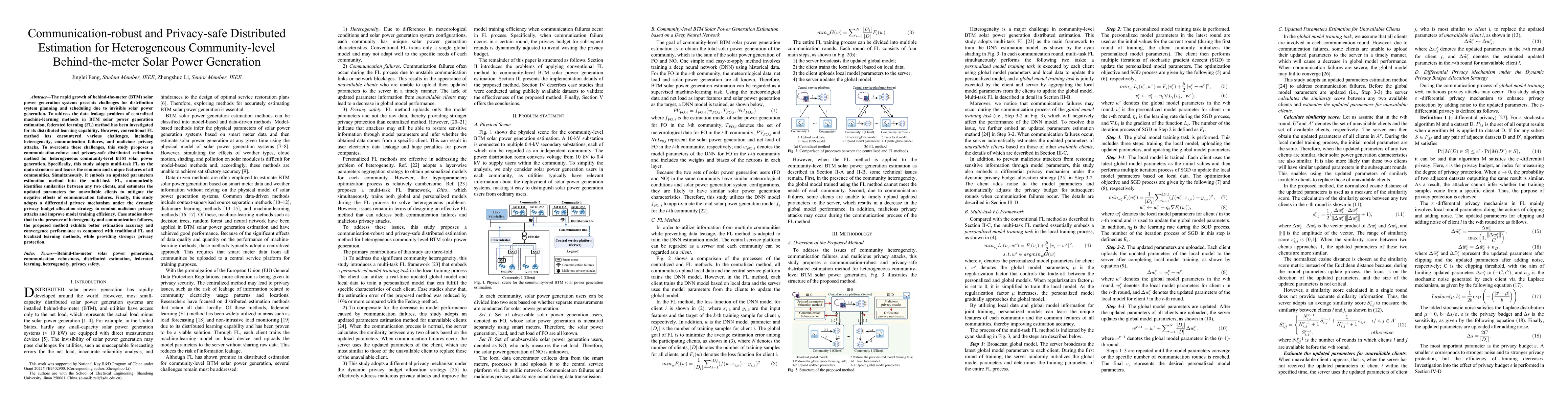 Thumbnail for Communication-robust and Privacy-safe Distributed Estimation for
  Heterogeneous Community-level Behind-the-meter Solar Power Generation