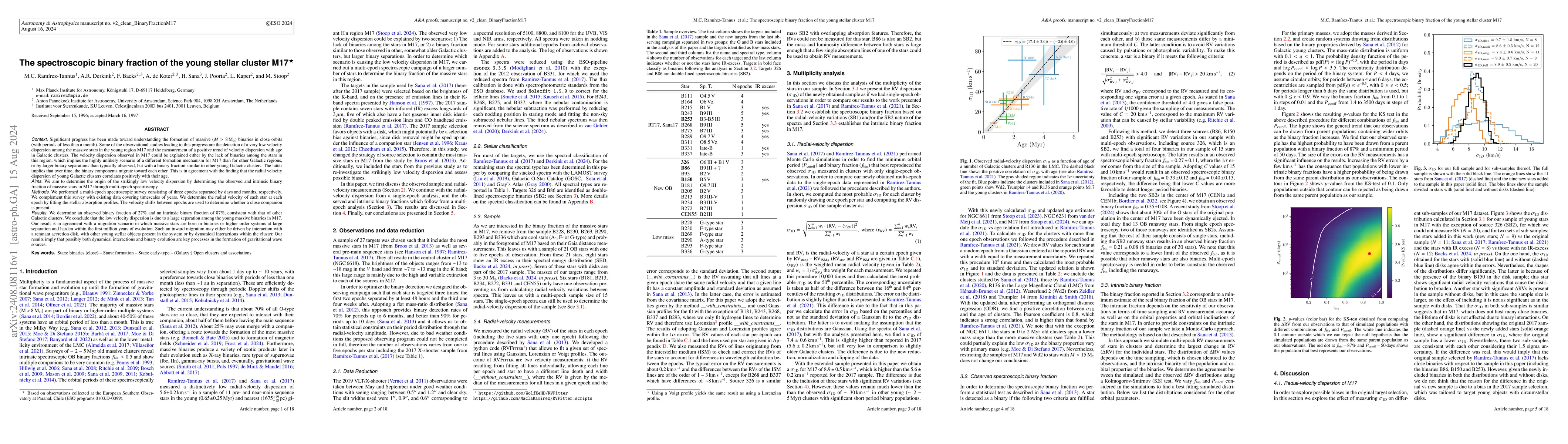 Thumbnail for The spectroscopic binary fraction of the young stellar cluster M17