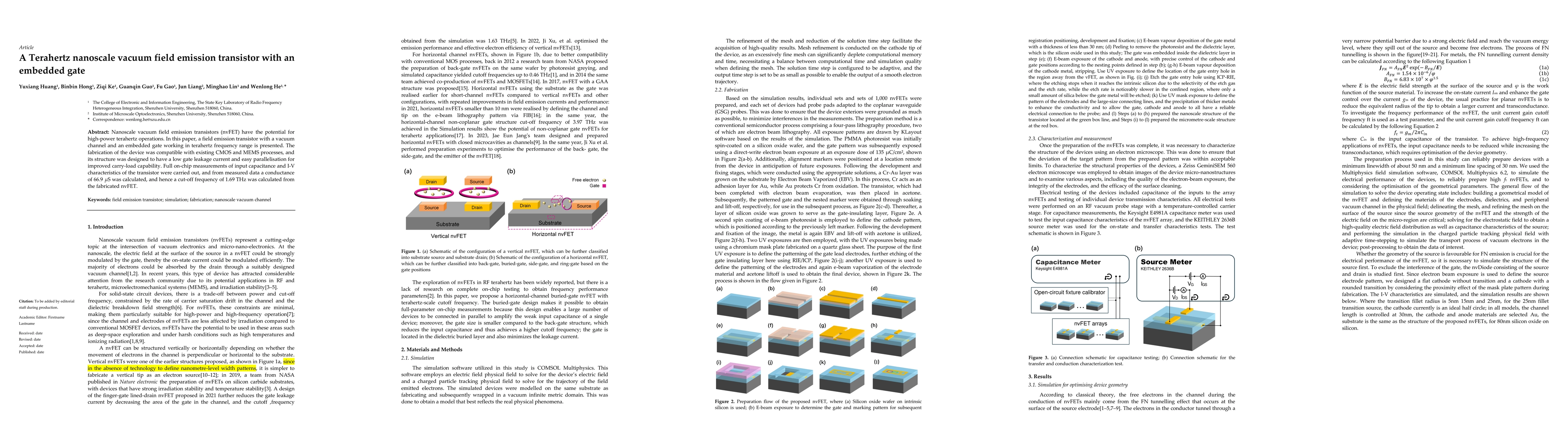 Thumbnail for Sub-terahertz field emission transistors with selfpackaged microcavities