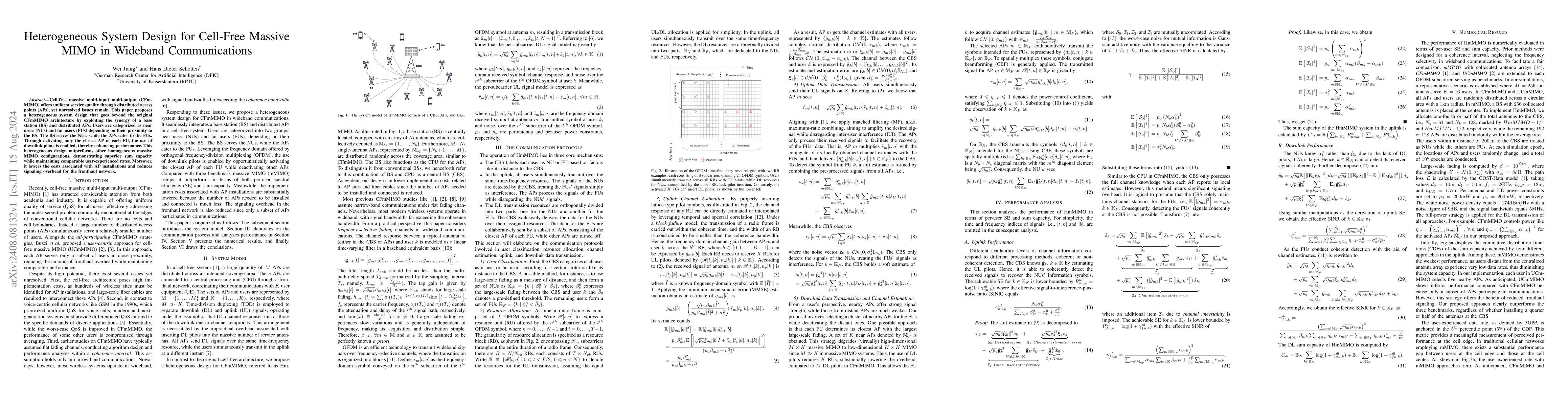 Thumbnail for Heterogeneous System Design for Cell-Free Massive MIMO in Wideband
  Communications