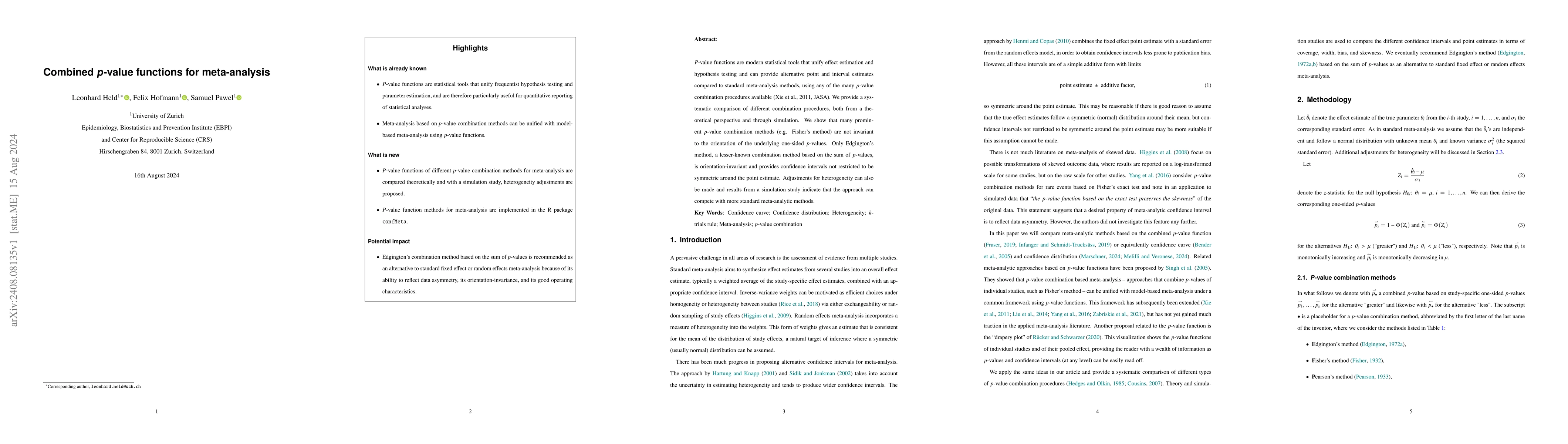 Thumbnail for Combined p-value functions for meta-analysis