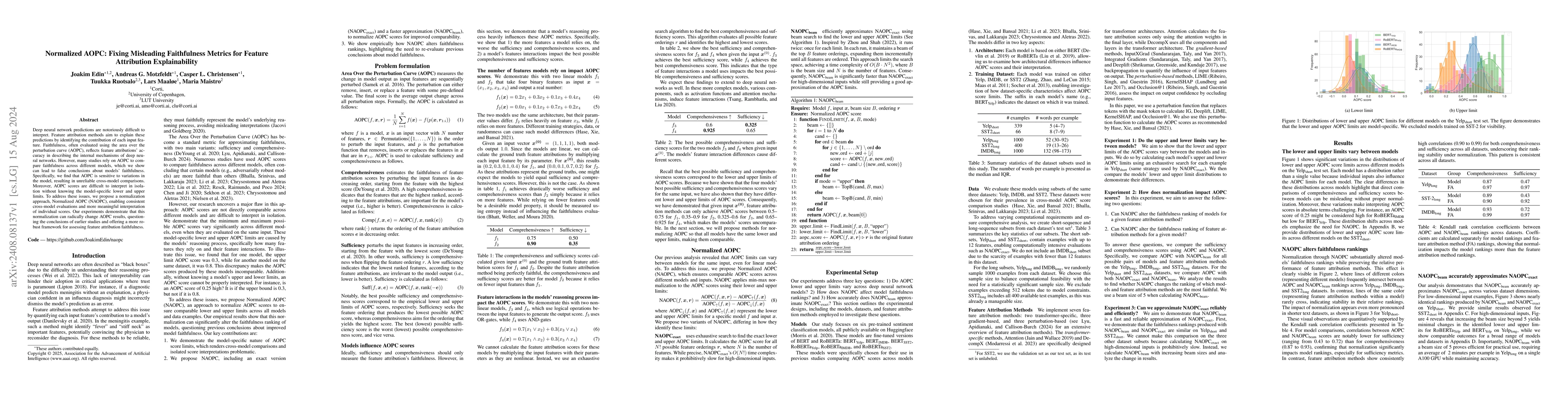 Thumbnail for Normalized AOPC: Fixing Misleading Faithfulness Metrics for Feature
  Attribution Explainability