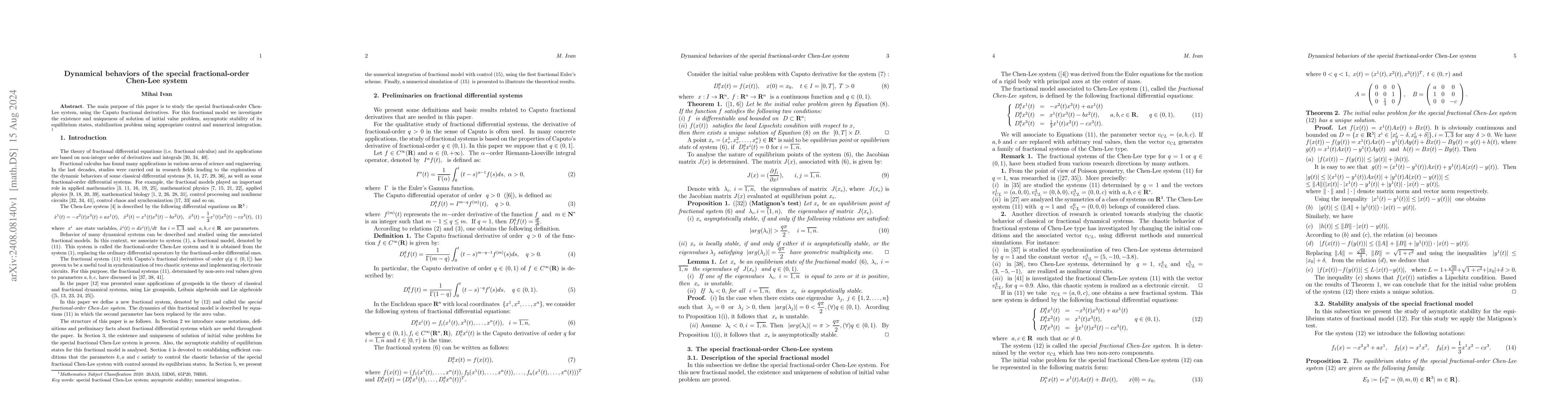 Thumbnail for Dynamical behaviors of the special fractional-order Chen-Lee system