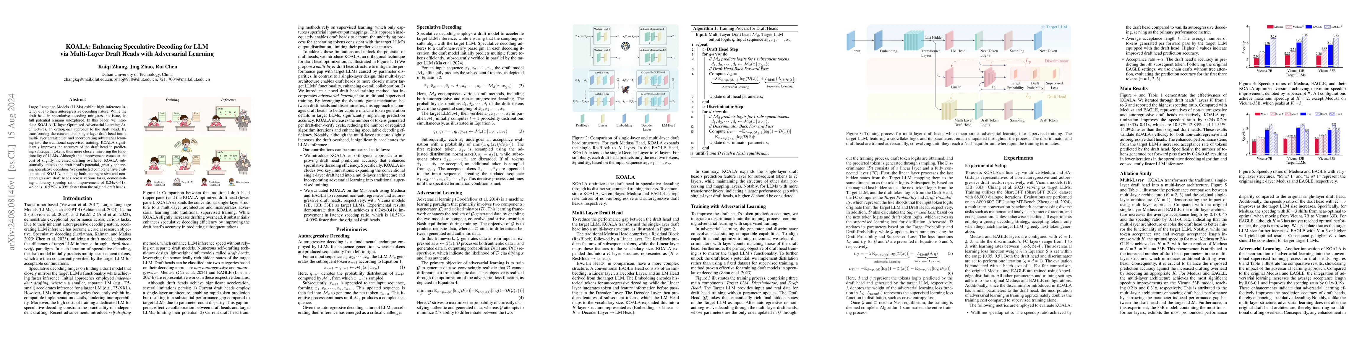 Thumbnail for KOALA: Enhancing Speculative Decoding for LLM via Multi-Layer Draft
  Heads with Adversarial Learning