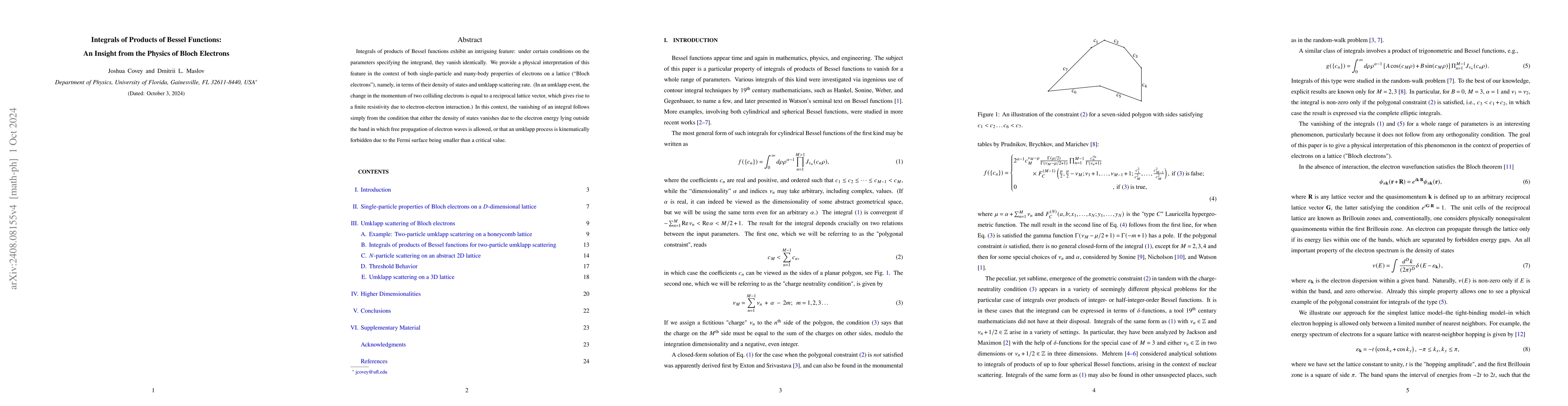 Thumbnail for Integrals of Products of Bessel Functions: An Insight from the Physics
  of Bloch Electrons