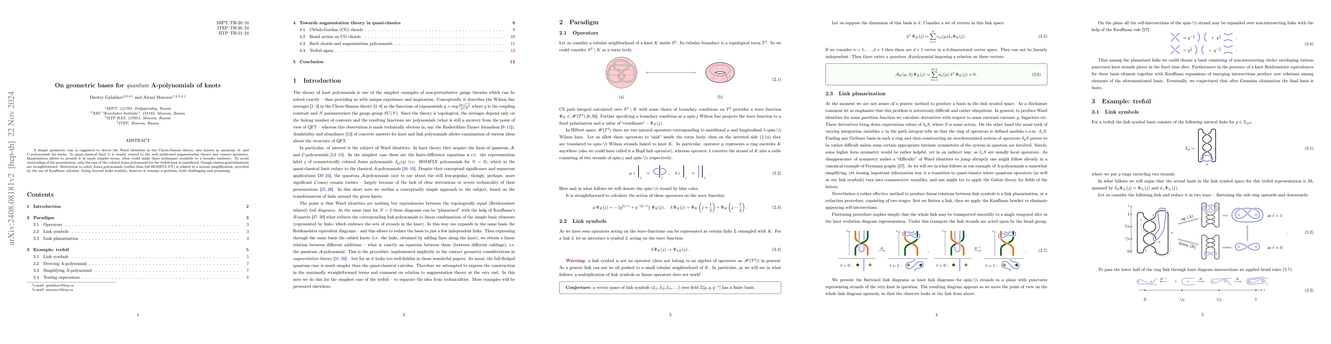 Thumbnail for On geometric bases for quantum A-polynomials of knots