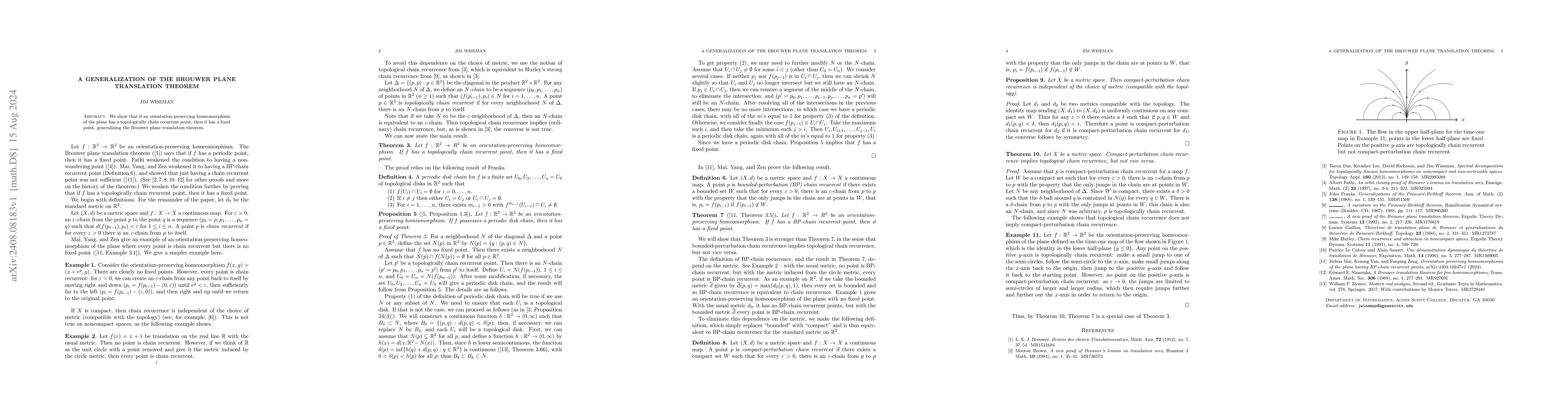 Thumbnail for A generalization of the Brouwer plane translation theorem