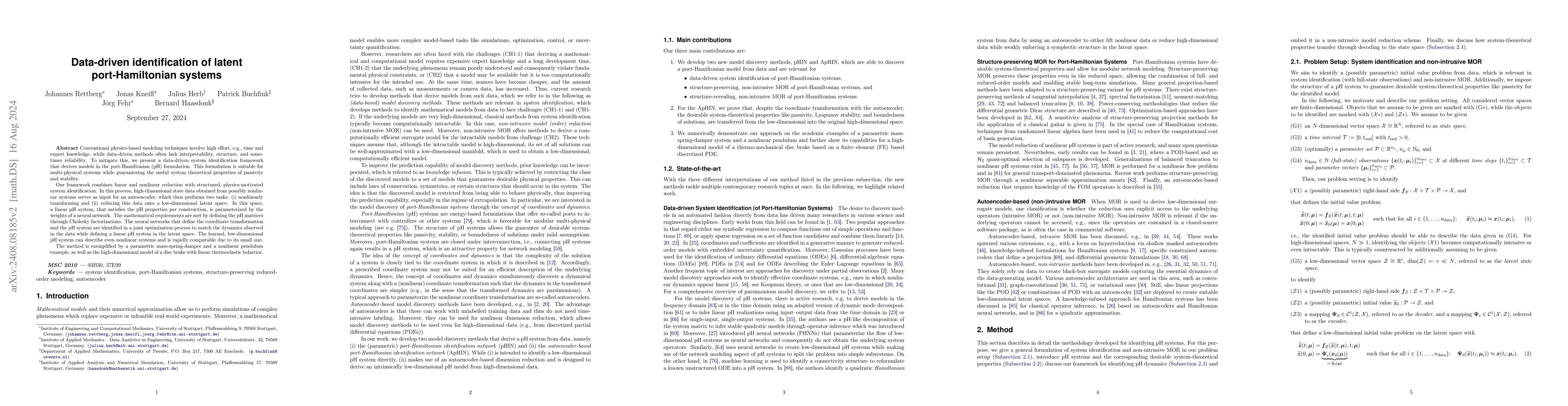 Thumbnail for Data-driven identification of latent port-Hamiltonian systems