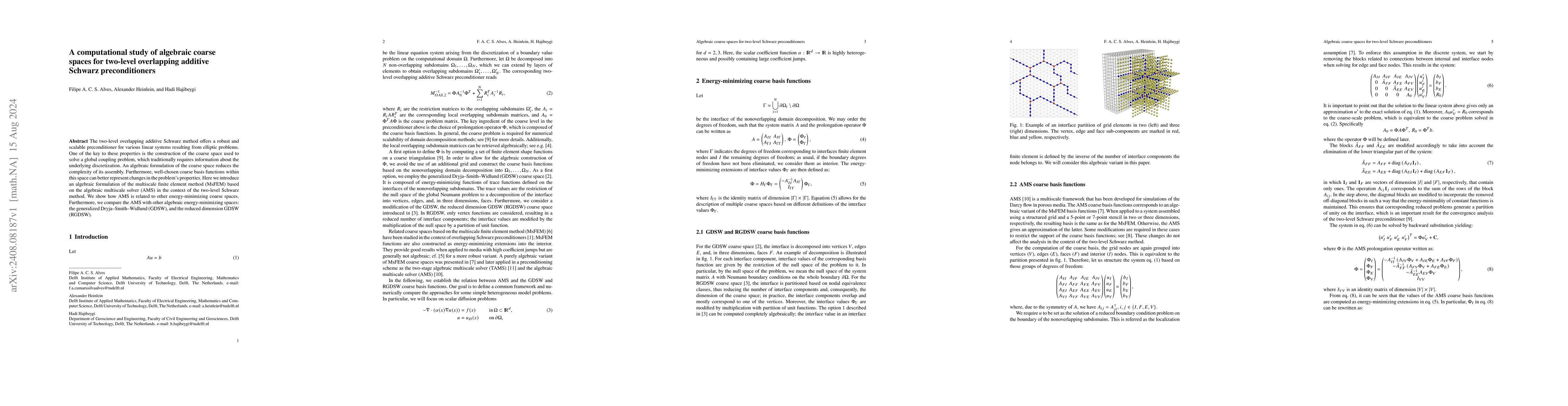 Thumbnail for A computational study of algebraic coarse spaces for two-level
  overlapping additive Schwarz preconditioners