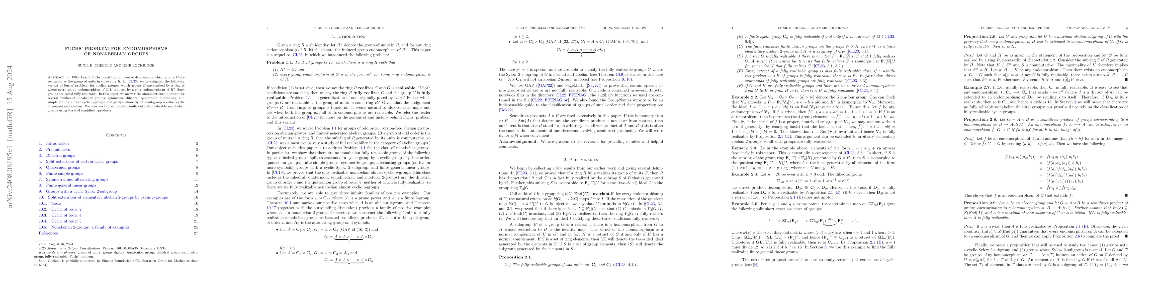 Thumbnail for Fuchs' problem for endomorphisms of nonabelian groups