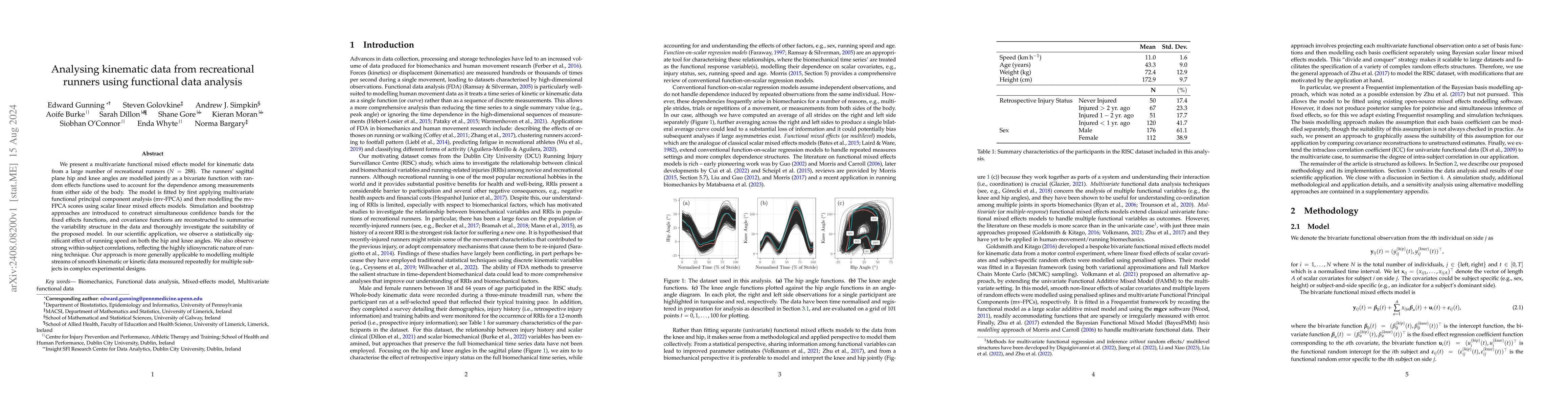 Thumbnail for Analysing kinematic data from recreational runners using functional data
  analysis