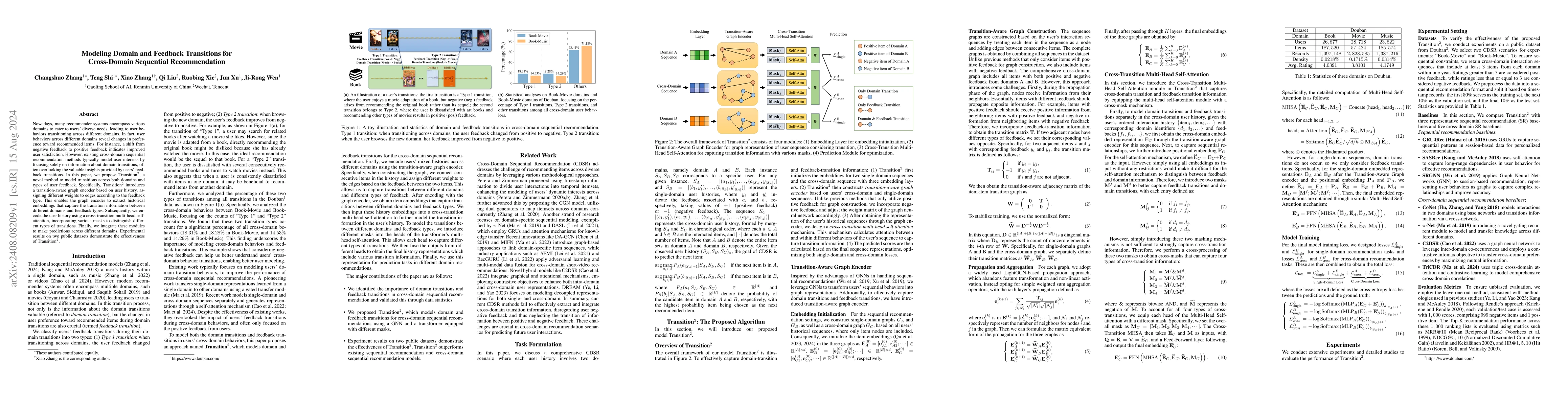 Thumbnail for Modeling Domain and Feedback Transitions for Cross-Domain Sequential
  Recommendation