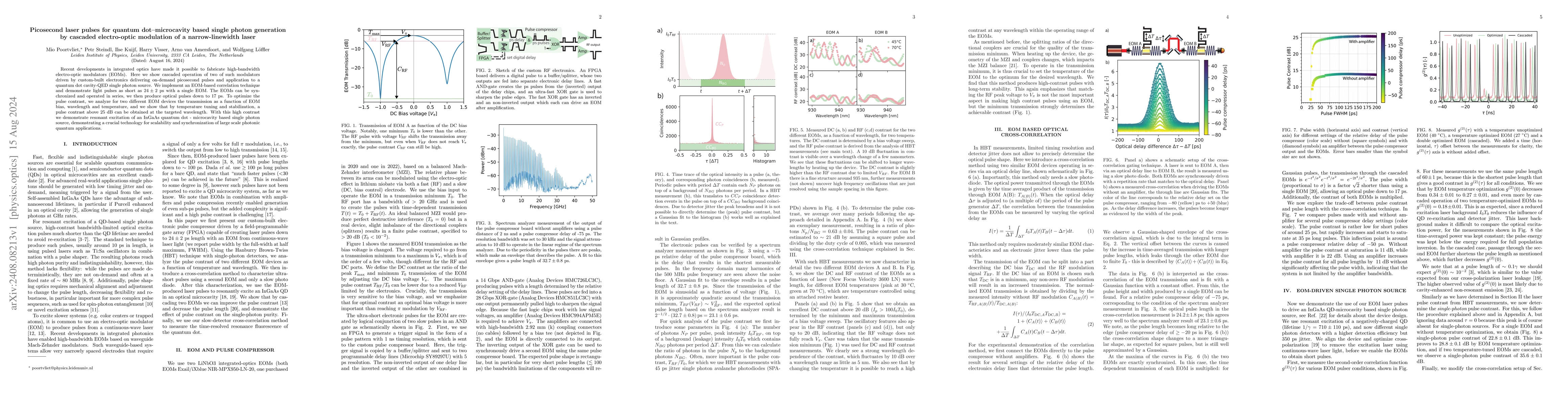 Thumbnail for Picosecond laser pulses for quantum dot-microcavity based single photon
  generation by cascaded electro-optic modulation of a narrow-linewidth laser