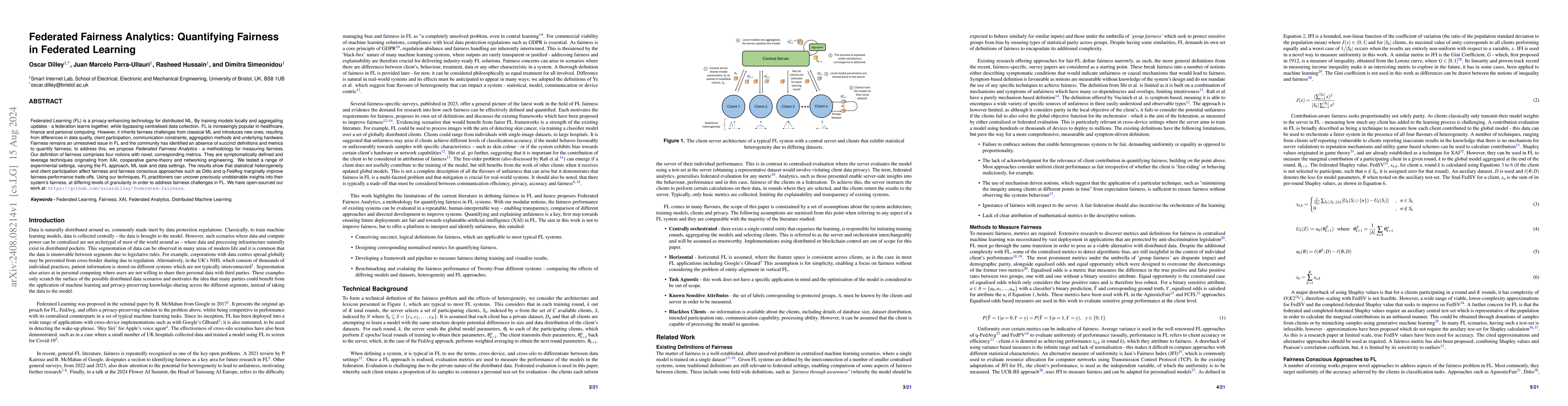 Thumbnail for Federated Fairness Analytics: Quantifying Fairness in Federated Learning