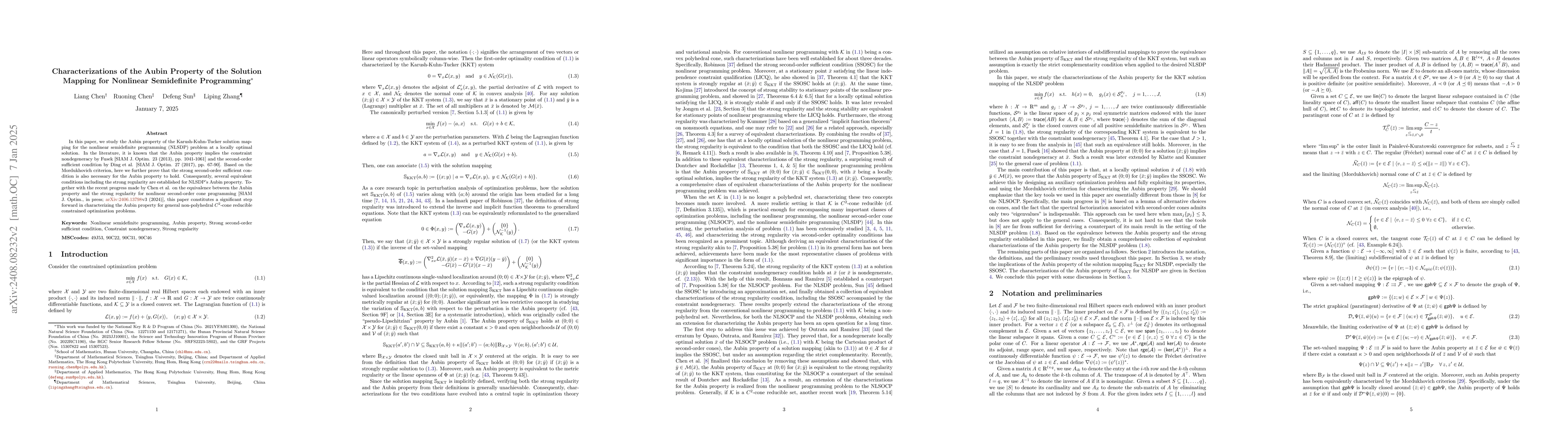 Thumbnail for Equivalent Characterizations of the Aubin Property for Nonlinear
  Semidefinite Programming