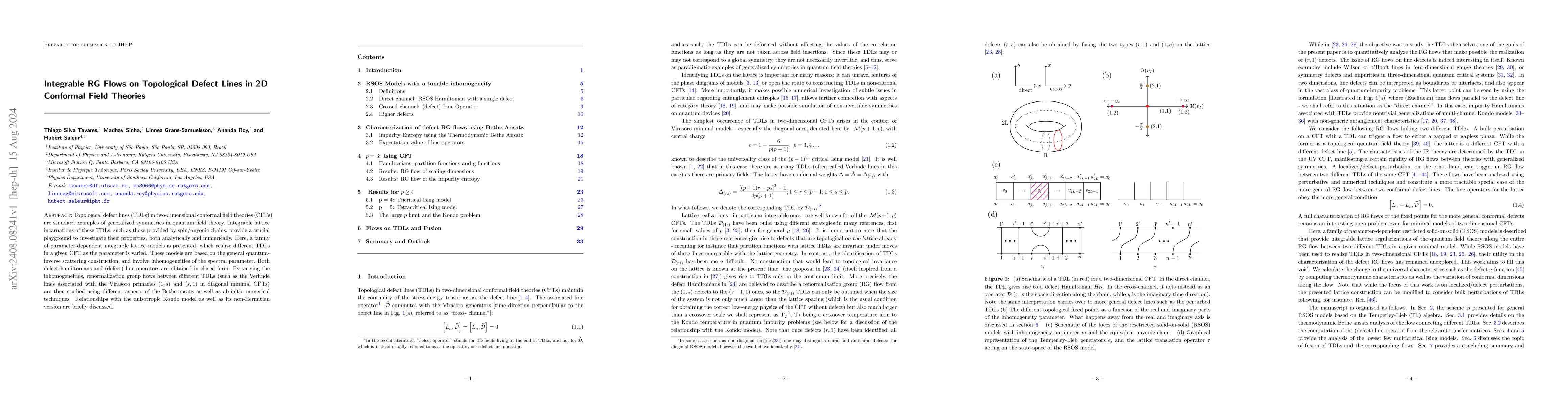 Thumbnail for Integrable RG Flows on Topological Defect Lines in 2D Conformal Field
  Theories