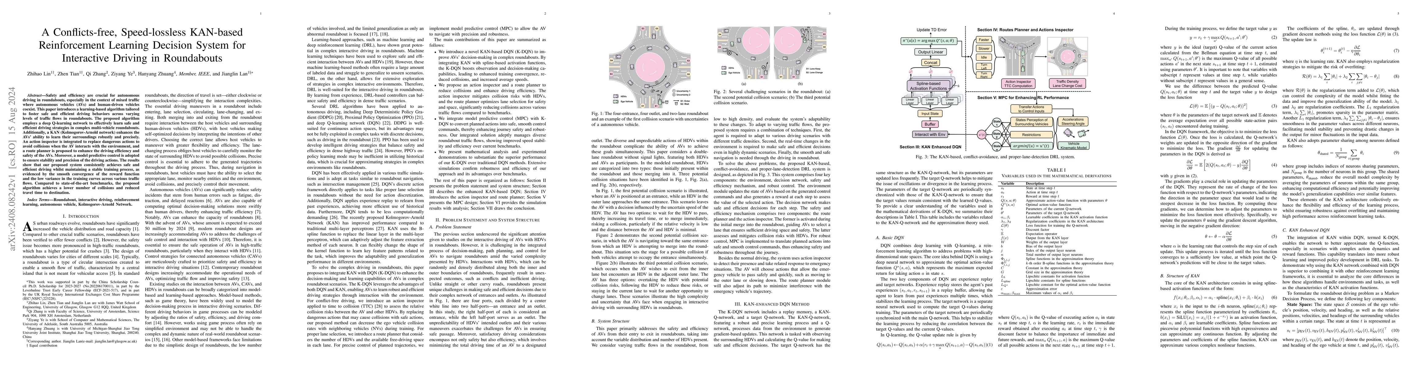 Thumbnail for A Conflicts-free, Speed-lossless KAN-based Reinforcement Learning
  Decision System for Interactive Driving in Roundabouts