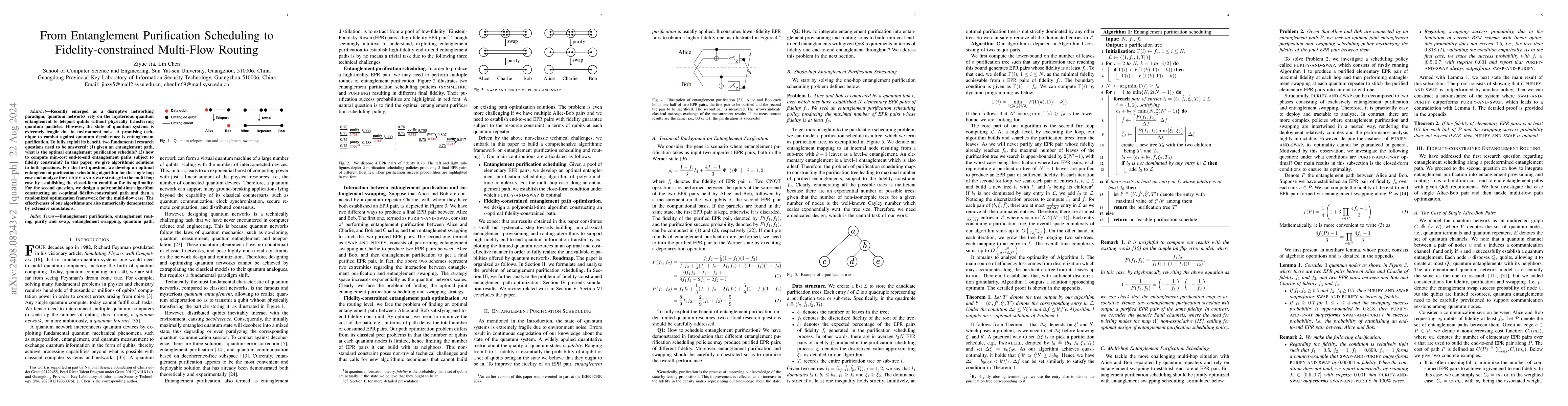 Thumbnail for From Entanglement Purification Scheduling to Fidelity-constrained
  Multi-Flow Routing