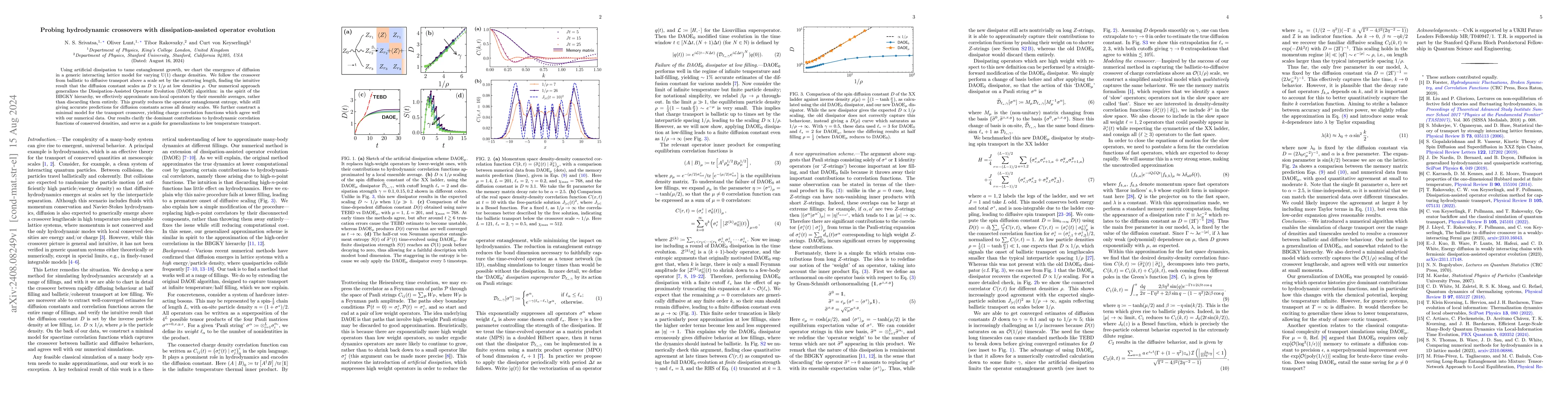 Thumbnail for Probing hydrodynamic crossovers with dissipation-assisted operator
  evolution